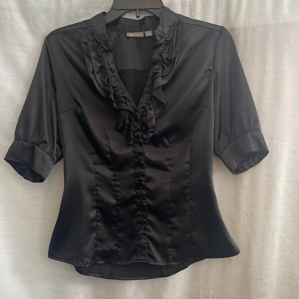 Size S Satin Black Blouse